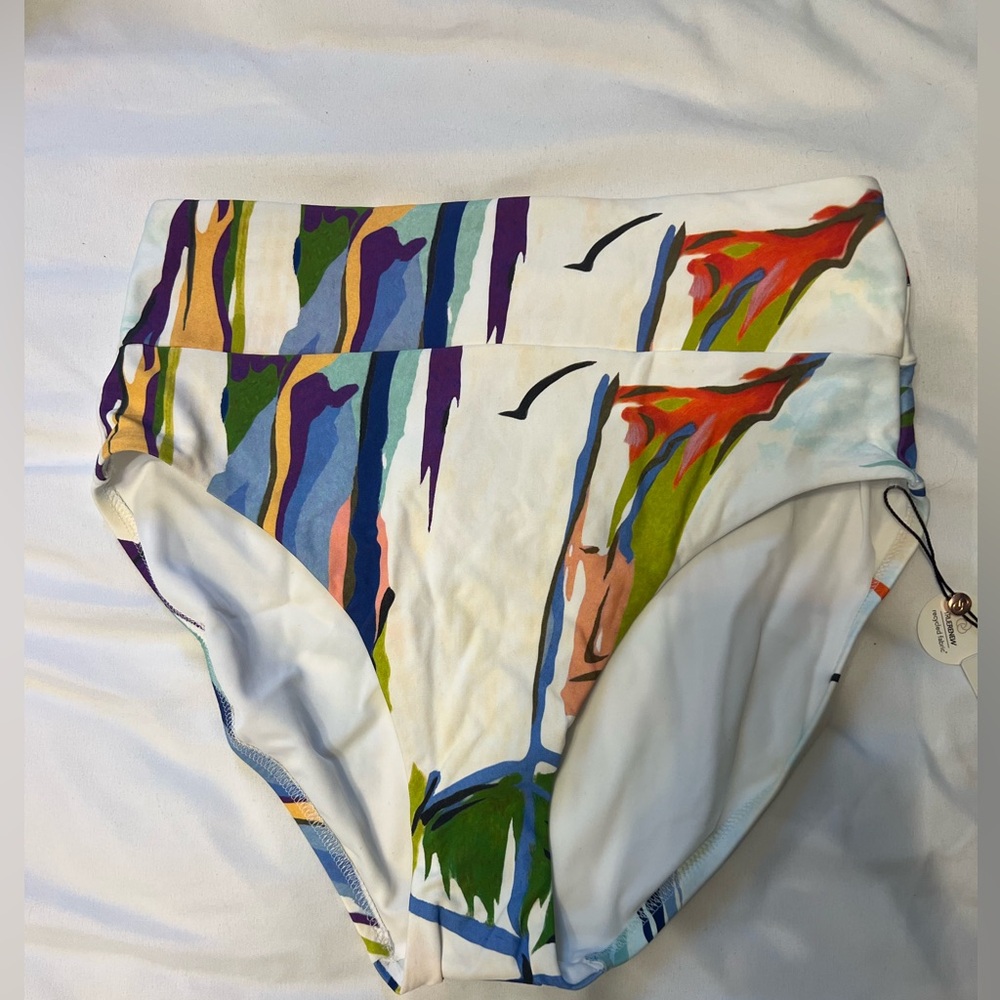 Calia Colorful Abstract High-Waisted Bikini Bottom